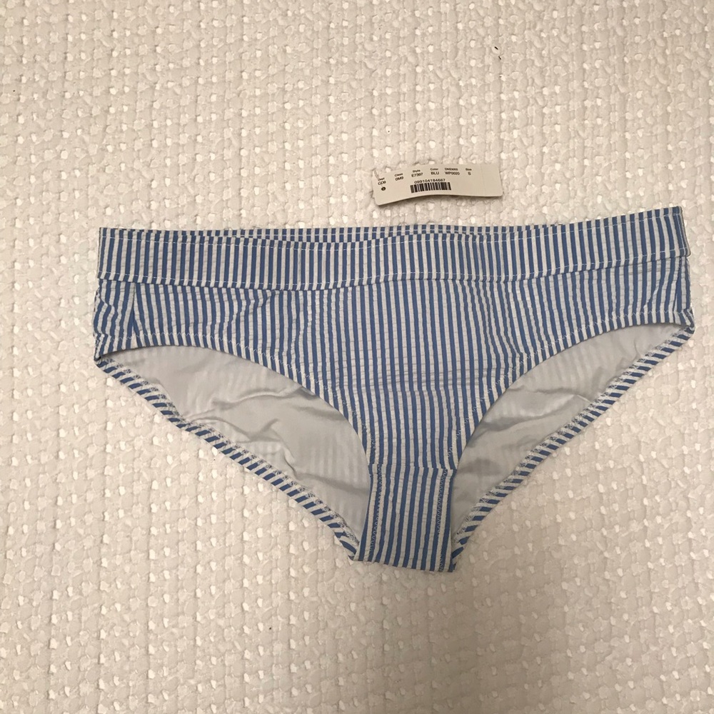 J. Crew seersucker boyshort bikini bottom, Small